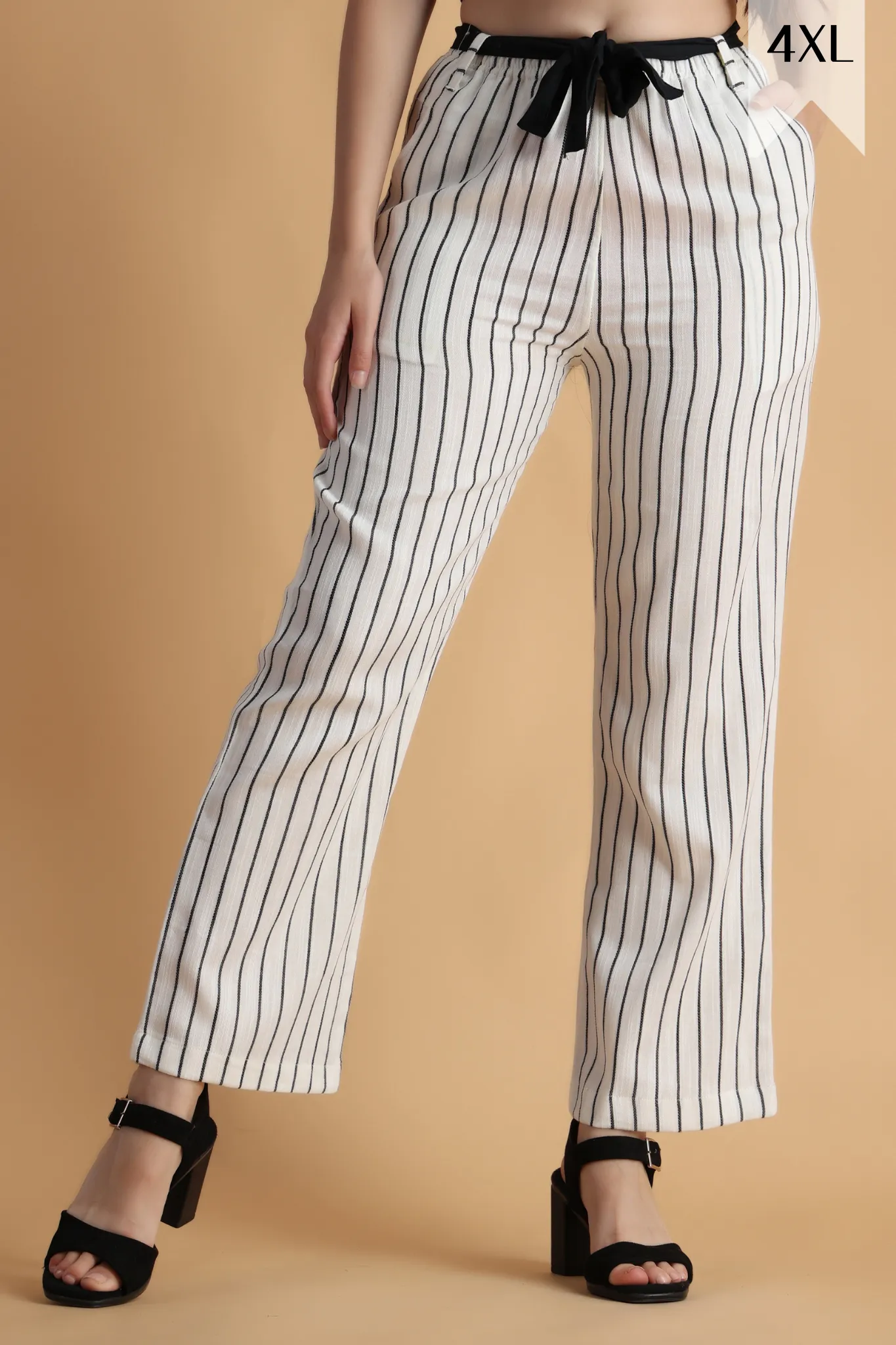 Dewdrop White Striped Palazzo