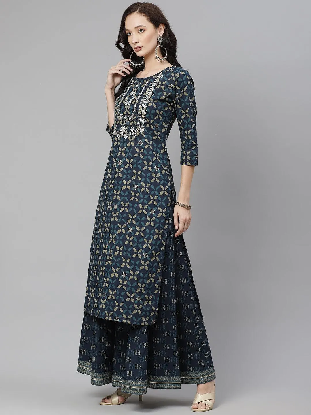 Divena Indiogo blue Kurta Set With Palazzo