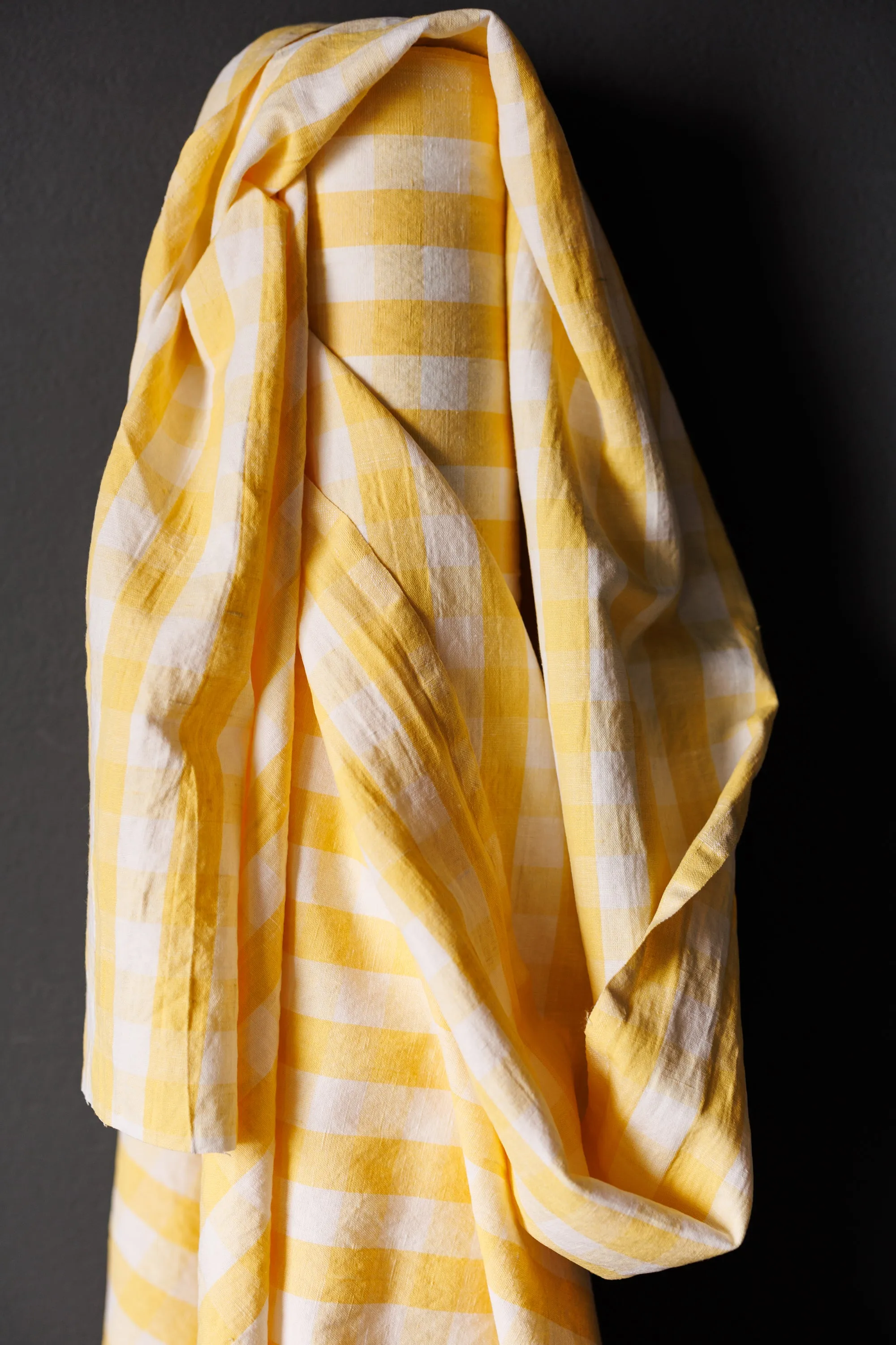 European Linen/Cotton blend - Large Yellow Gingham Check