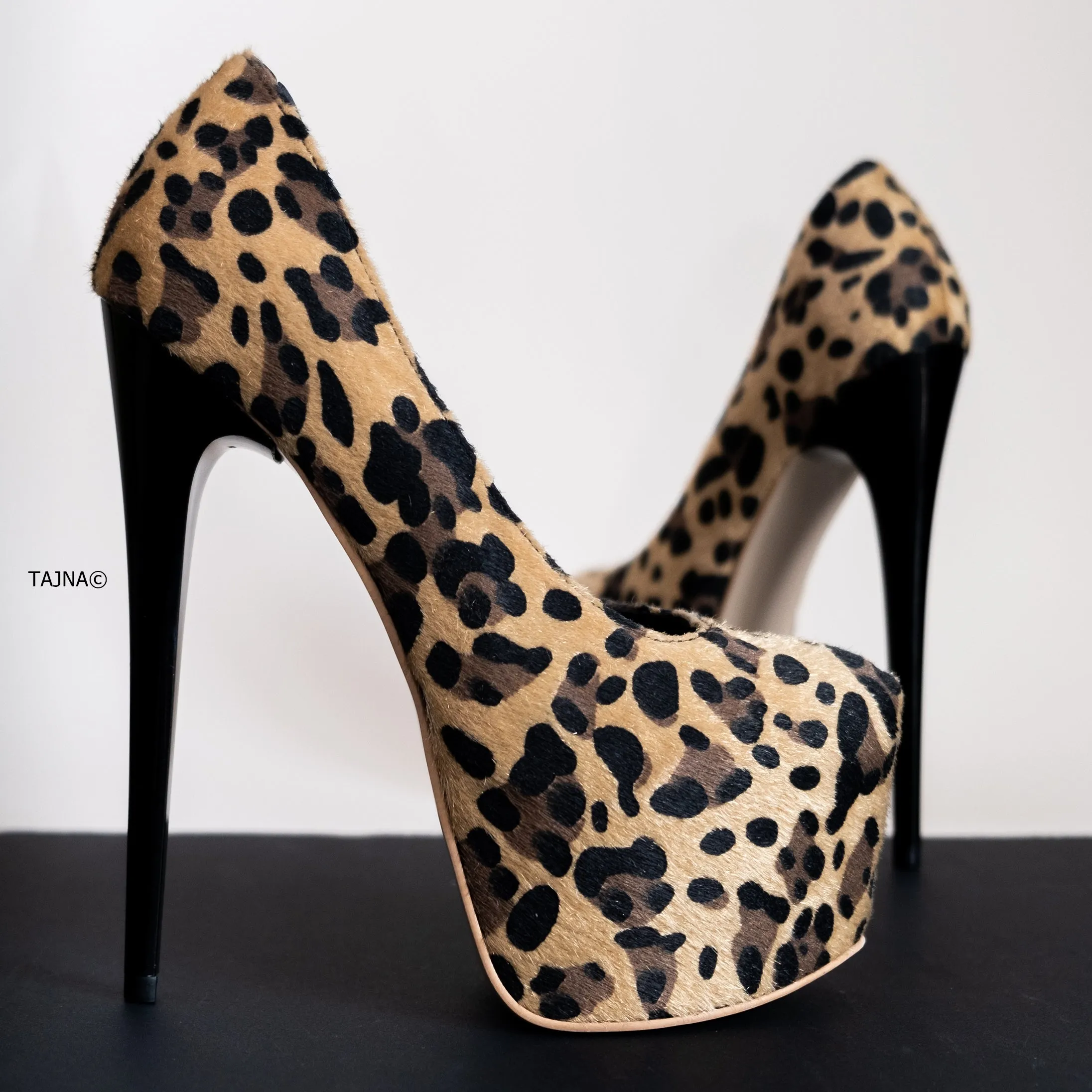 Faux Leopard Touch High Heel Platform Pumps