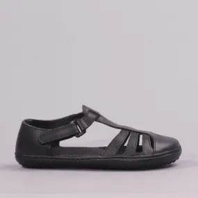 Girls School Sandal in Black Sizes 28 - 35 - 7810