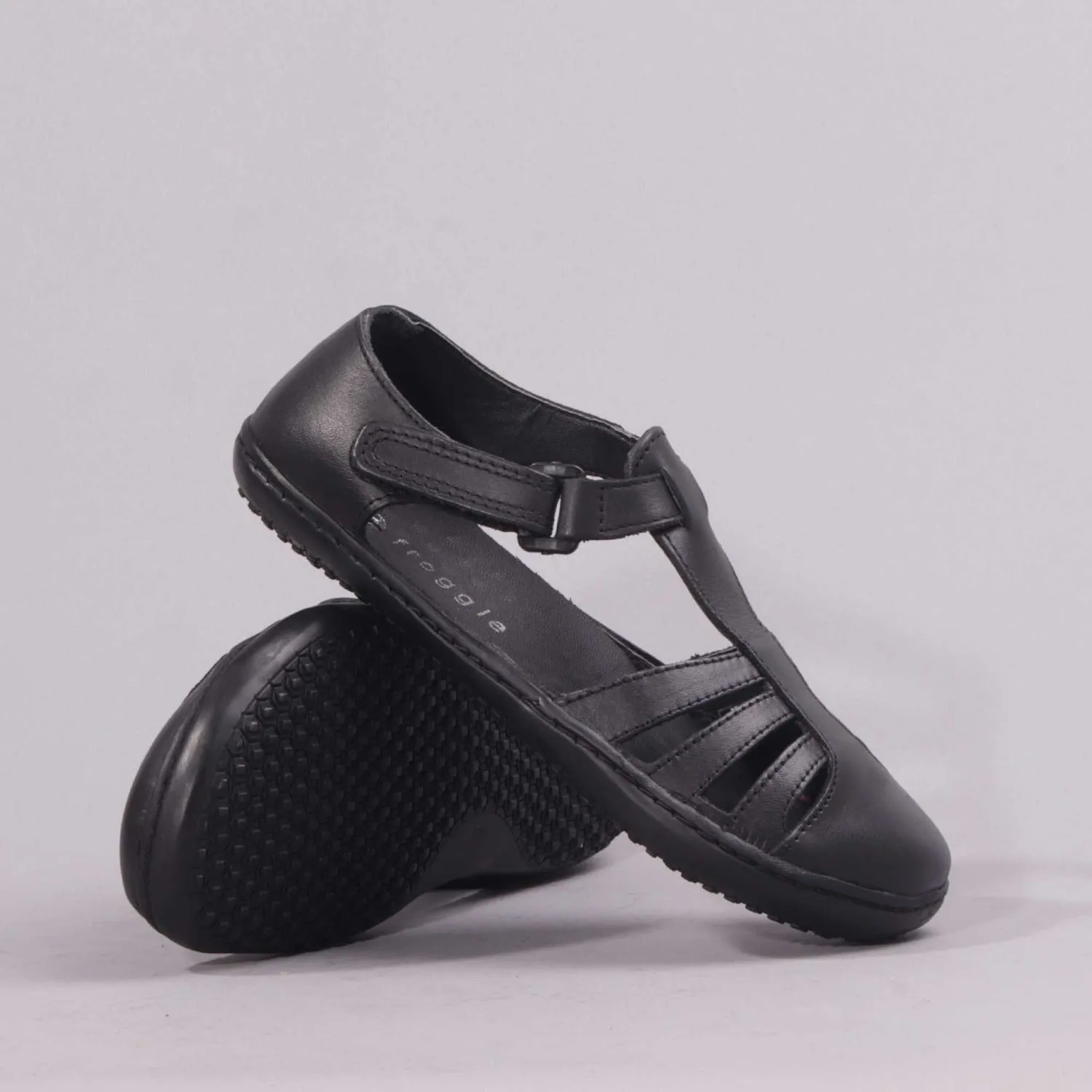 Girls School Sandal in Black Sizes 28 - 35 - 7810