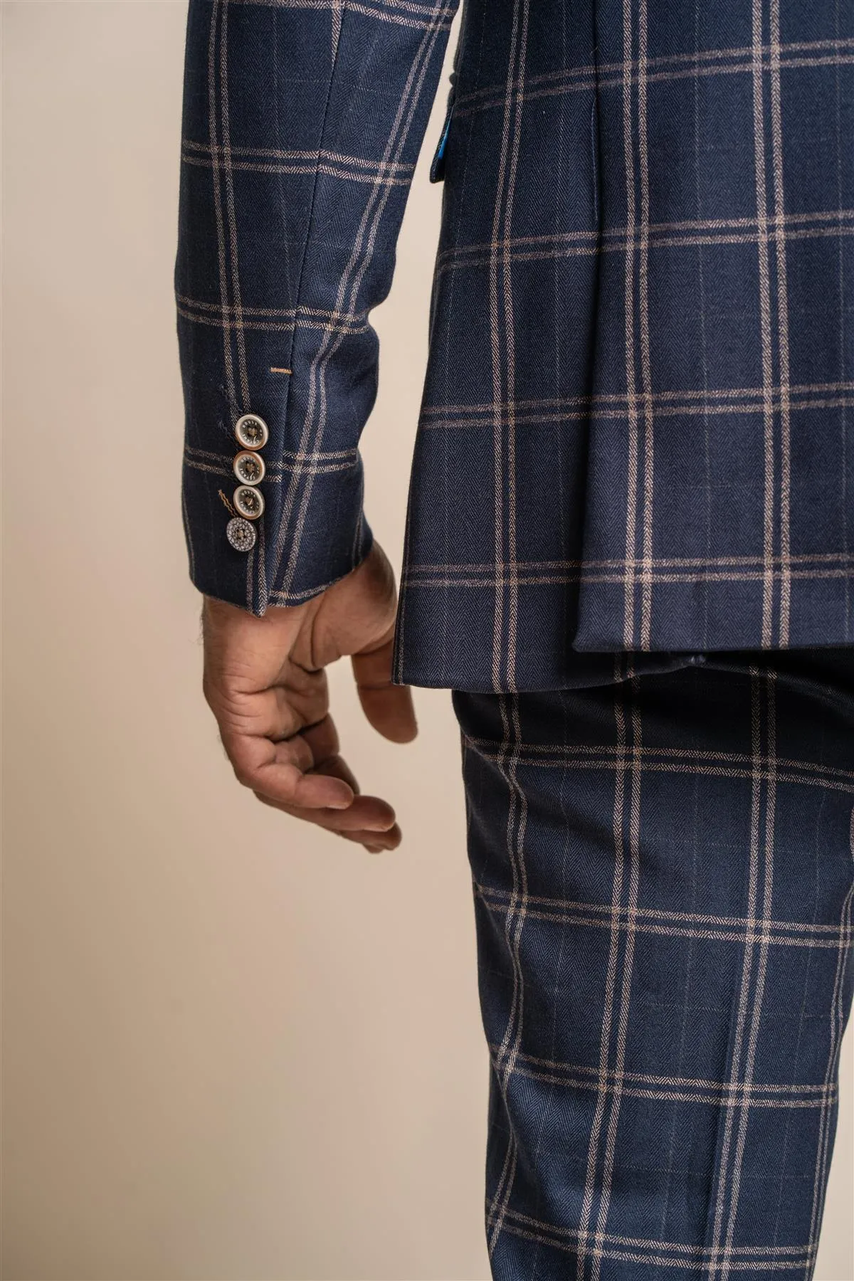 Hardy Navy Check Three Piece Suit