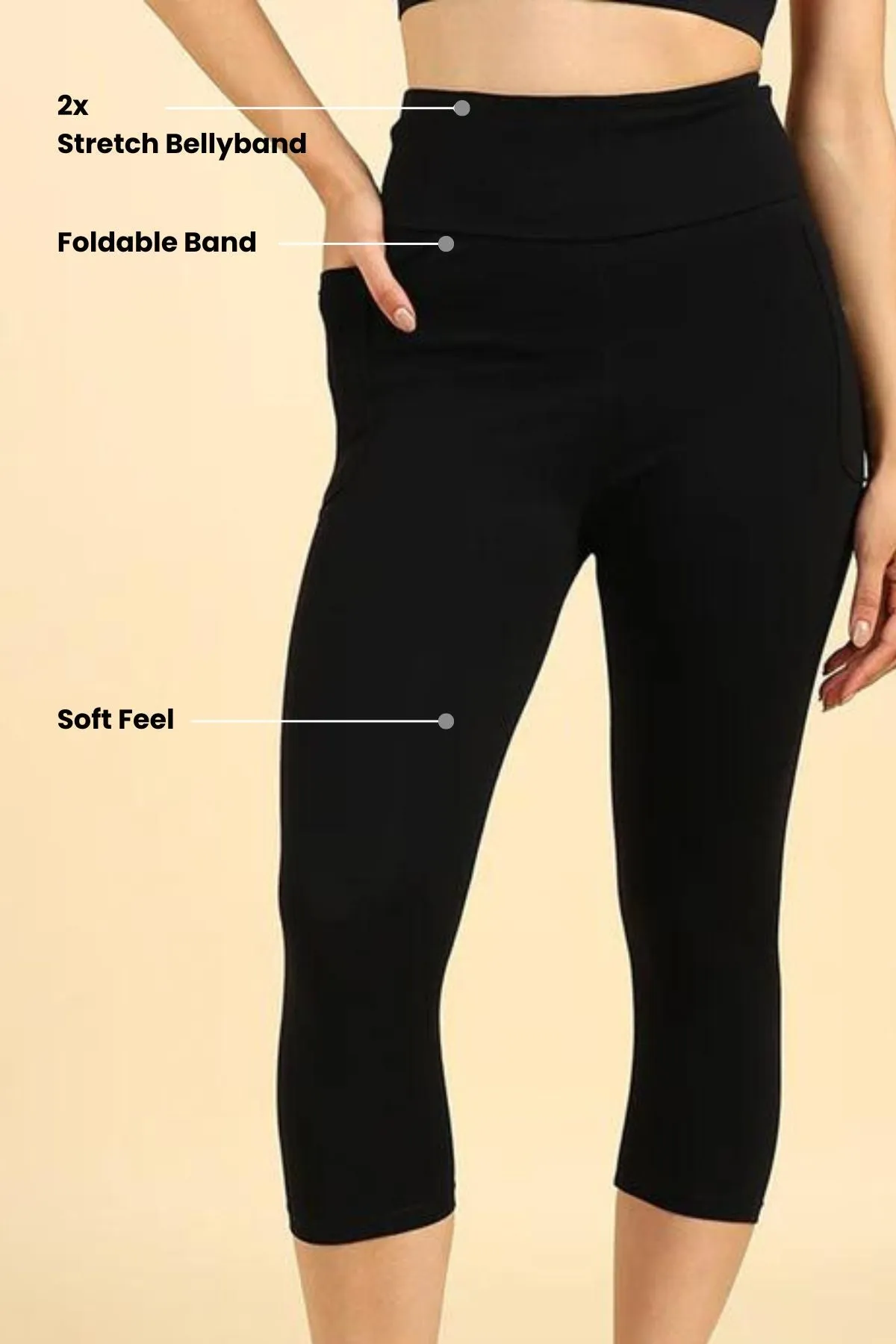 High Waist Black Mom Capri