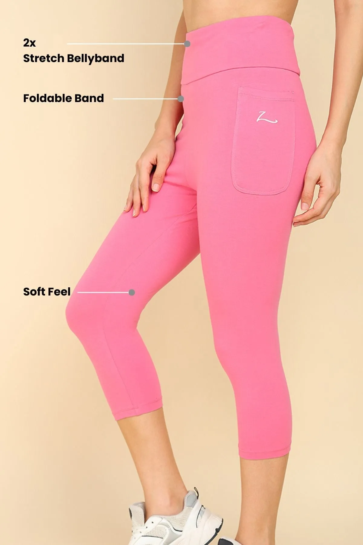 High Waist Pink Mom Capri