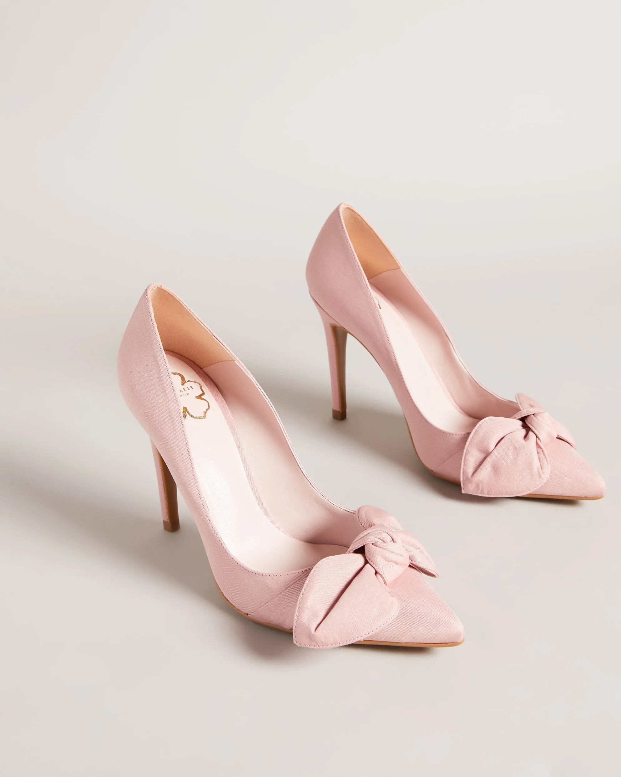 Hyana Moire Satin Bow Court Shoes Dusky-Pink