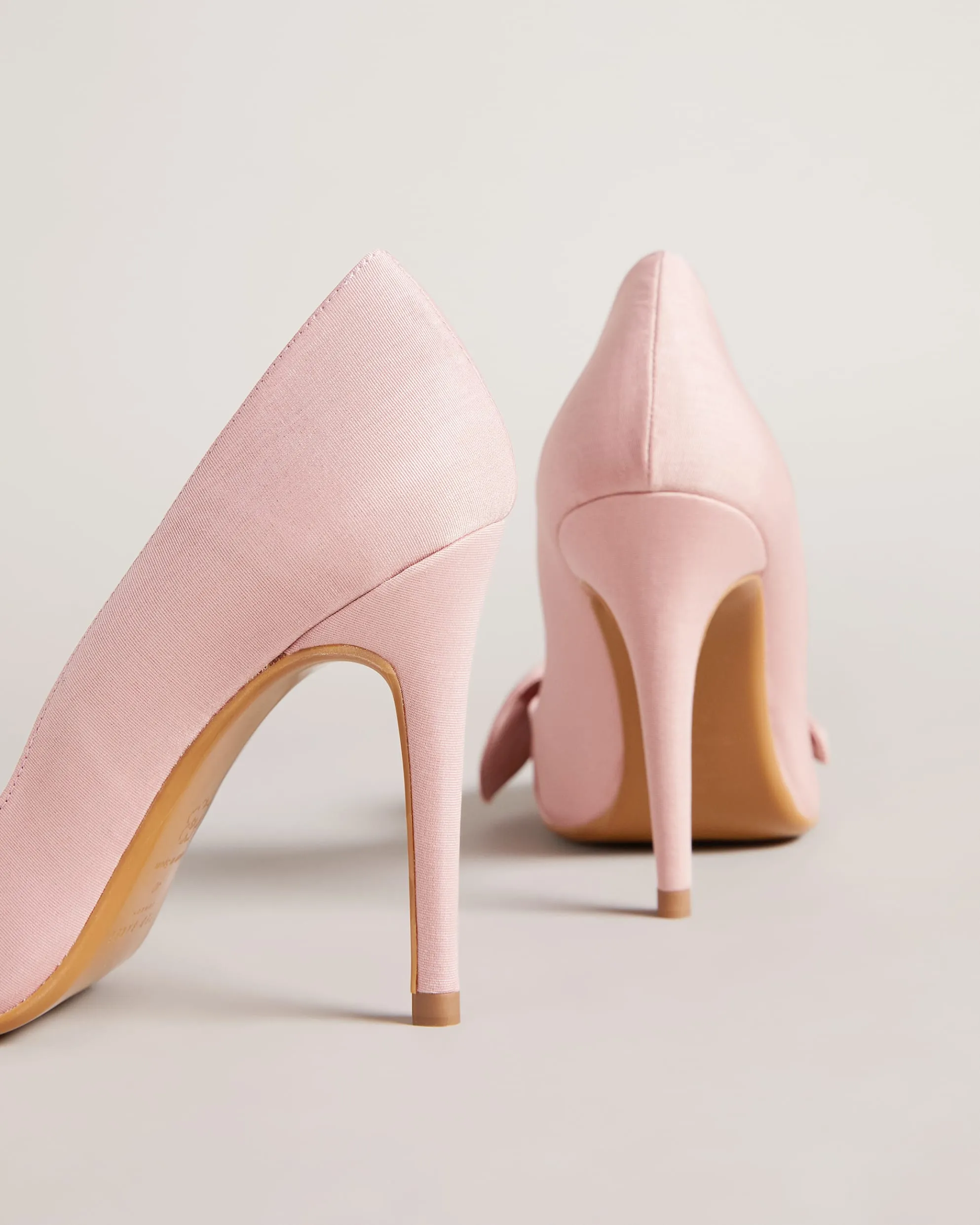 Hyana Moire Satin Bow Court Shoes Dusky-Pink