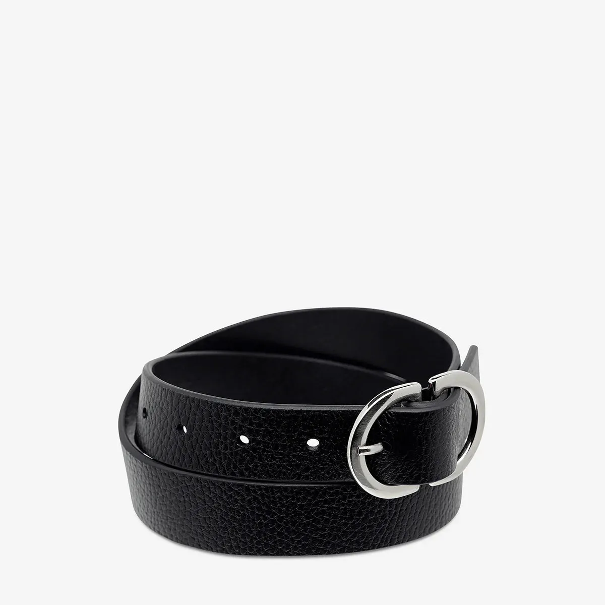 In Reverse - Black Silver Leather Belt