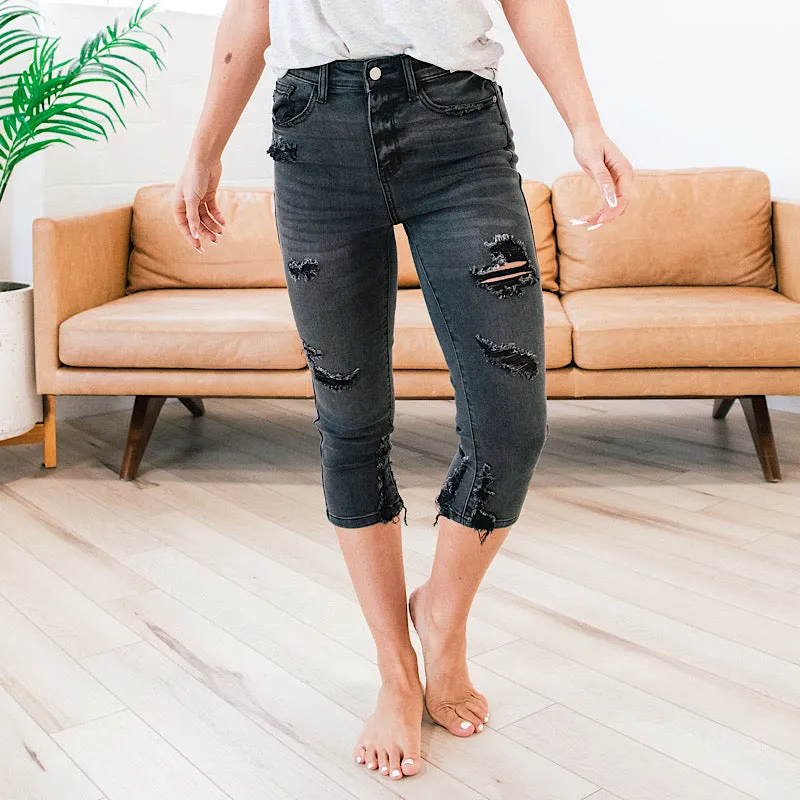 Judy Blue Has to Be Black Distressed Capris FINAL SALE