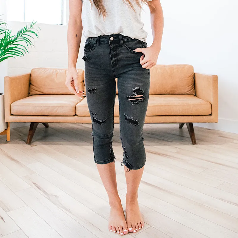 Judy Blue Has to Be Black Distressed Capris FINAL SALE