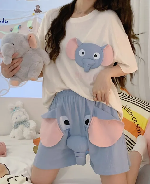 Kawaii Elephant Pajamas Suits PN6169