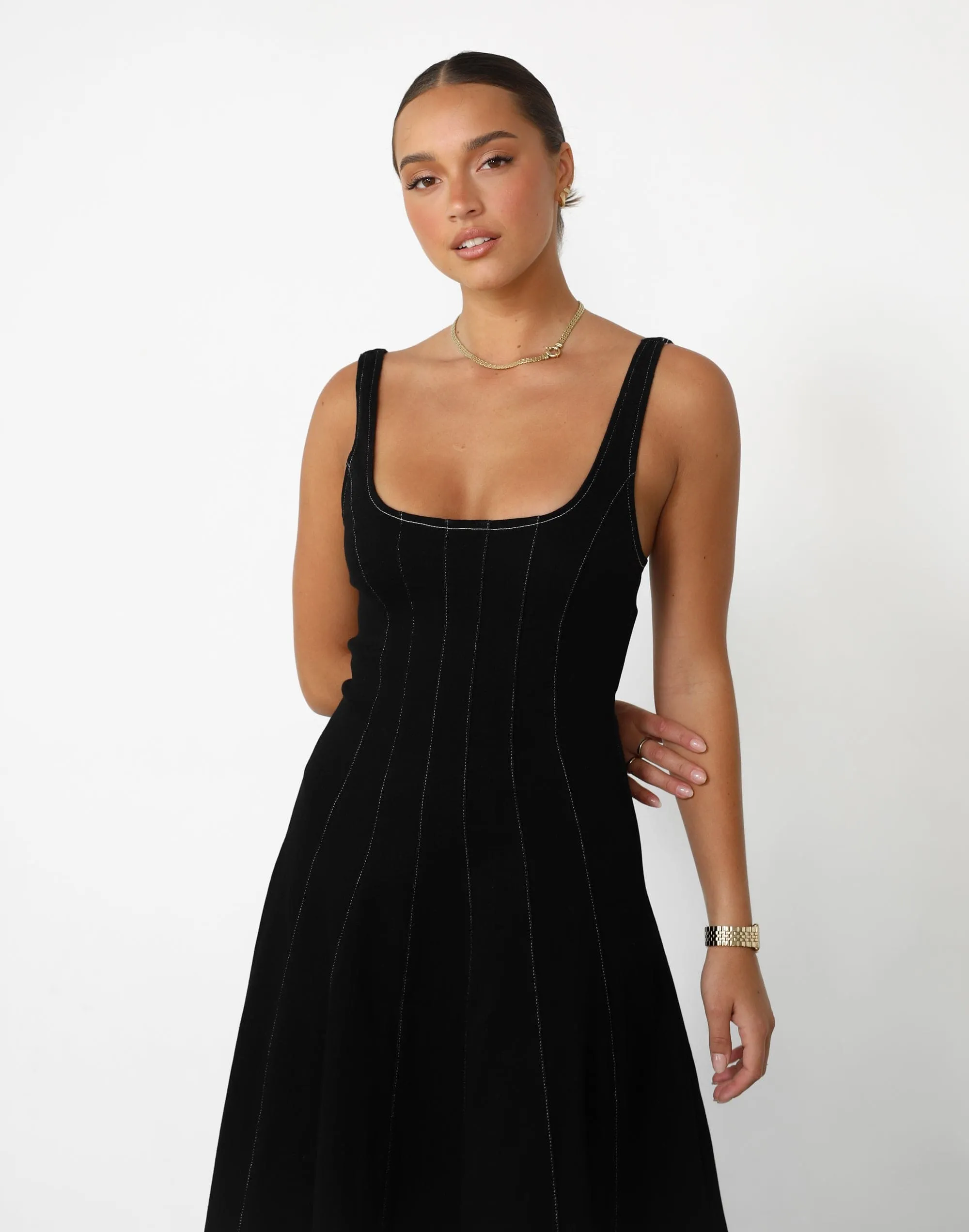 Kella Denim Maxi Dress (Black)