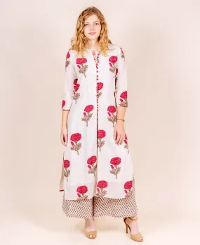 Kimono Style Block Printed Long Kurta