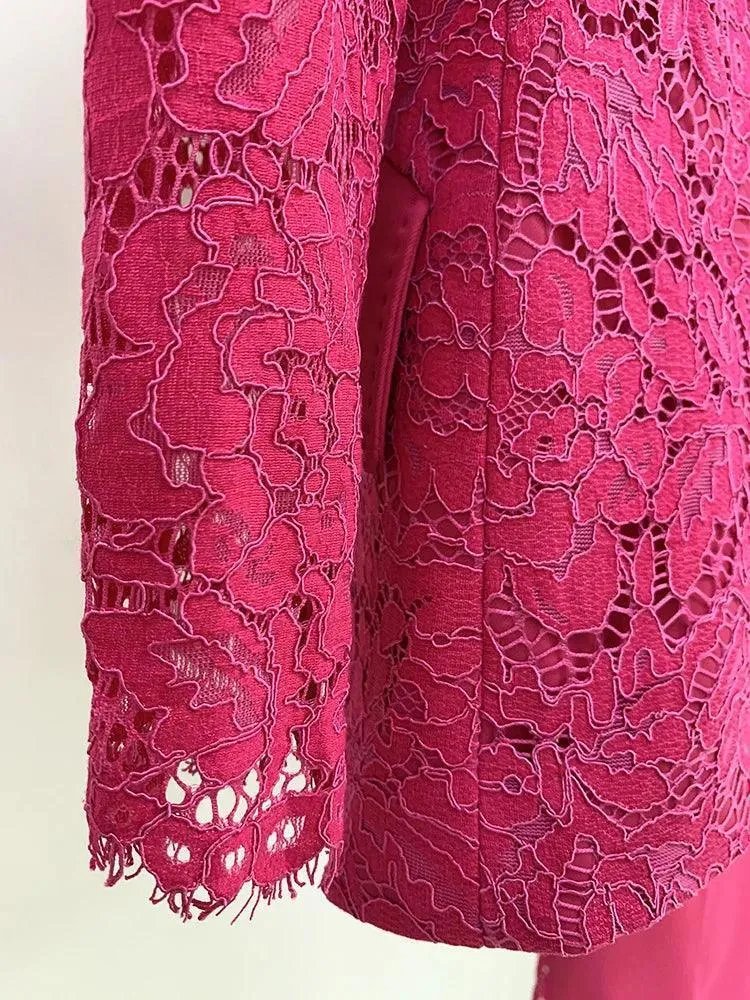 Lace Patchwork Women Pant Suit, Flared Pants