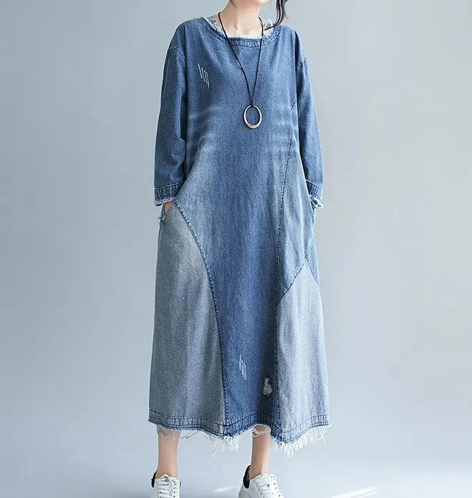 Loose Denim Dresses Loose Autumn Dresses Casual Women Dresses ZRL97213