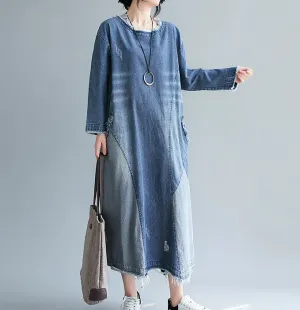 Loose Denim Dresses Loose Autumn Dresses Casual Women Dresses ZRL97213