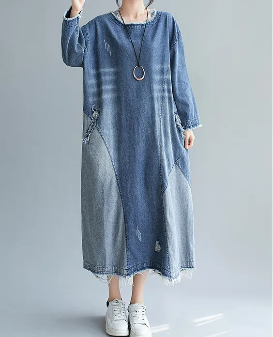 Loose Denim Dresses Loose Autumn Dresses Casual Women Dresses ZRL97213