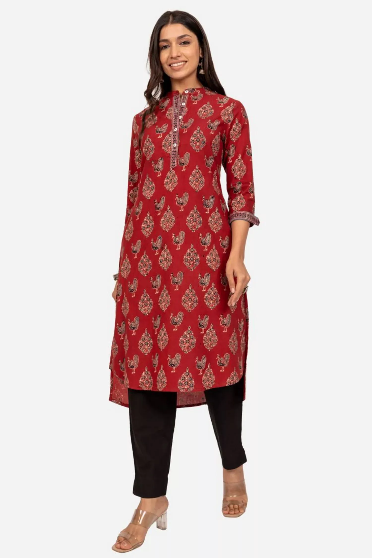 Maroon High Low Kurta