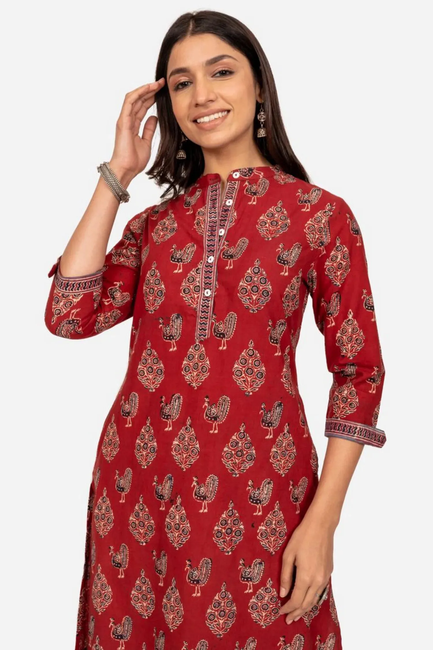 Maroon High Low Kurta