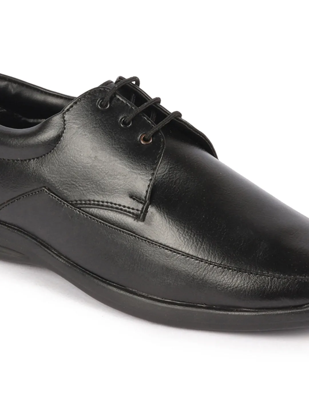 Men Black Formal Office Work Broad Feet Derby Lace Up Shoes