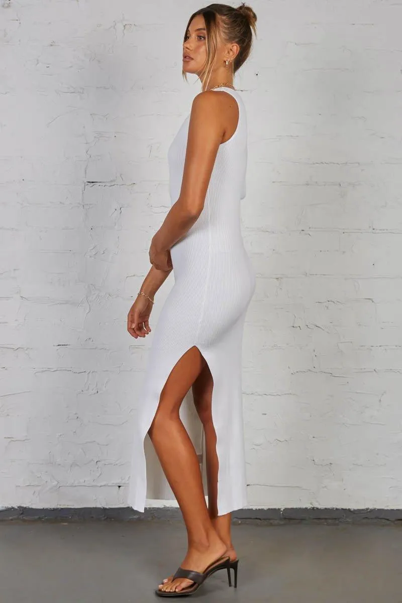 Mish Ribbed Maxi Dress - White