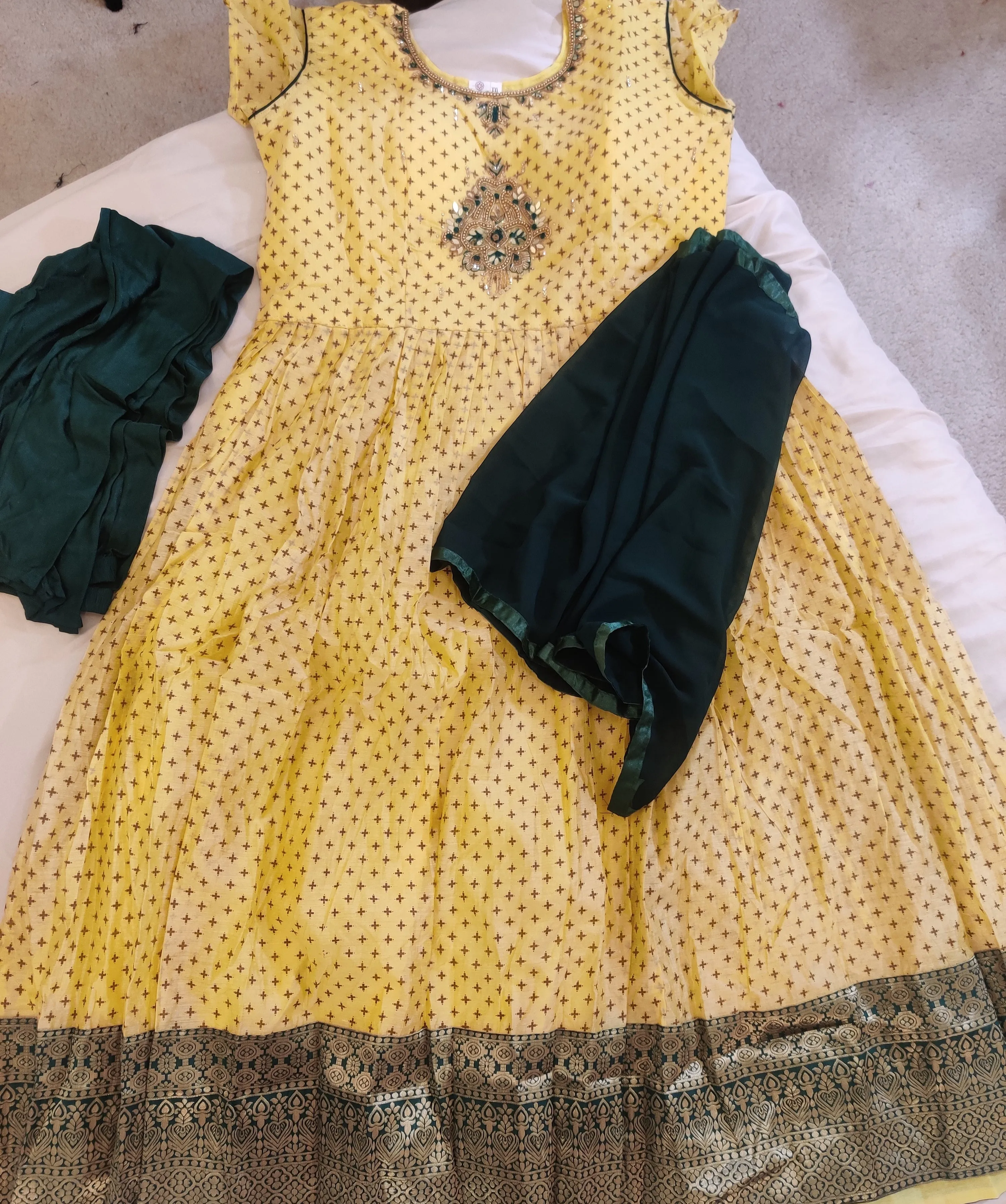 Pleasing Yellow Color Silk Cotton Salwar Suits With Stone Work