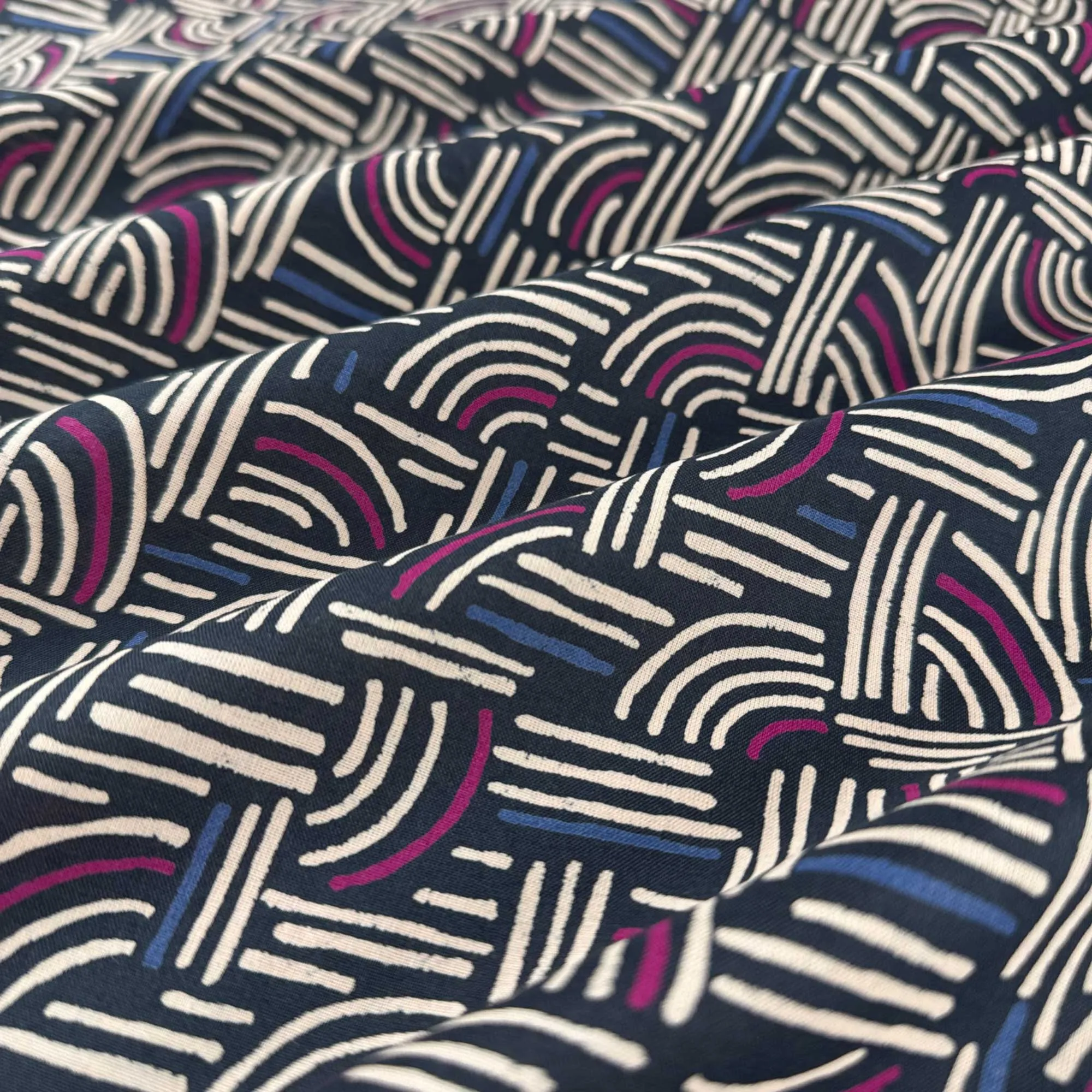 Printed Cotton Gauze Fabric in Hopscotch Night