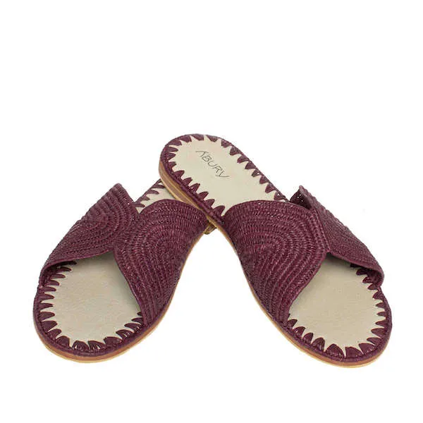 Raffia Slippers Sun and Moon in Orchid