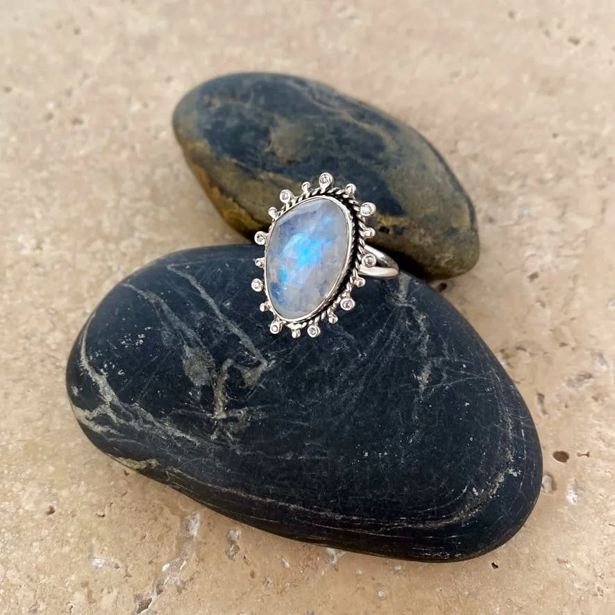 Rainbow Moonstone Ring - Orion