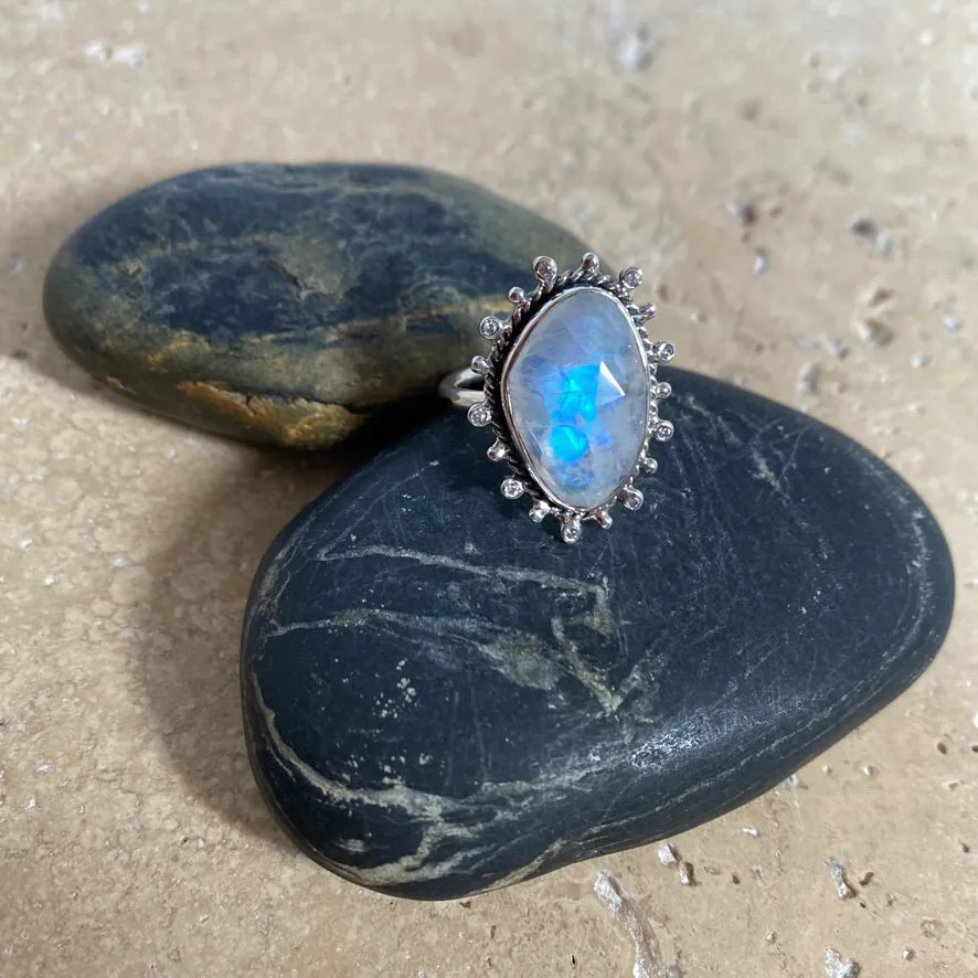 Rainbow Moonstone Ring - Orion