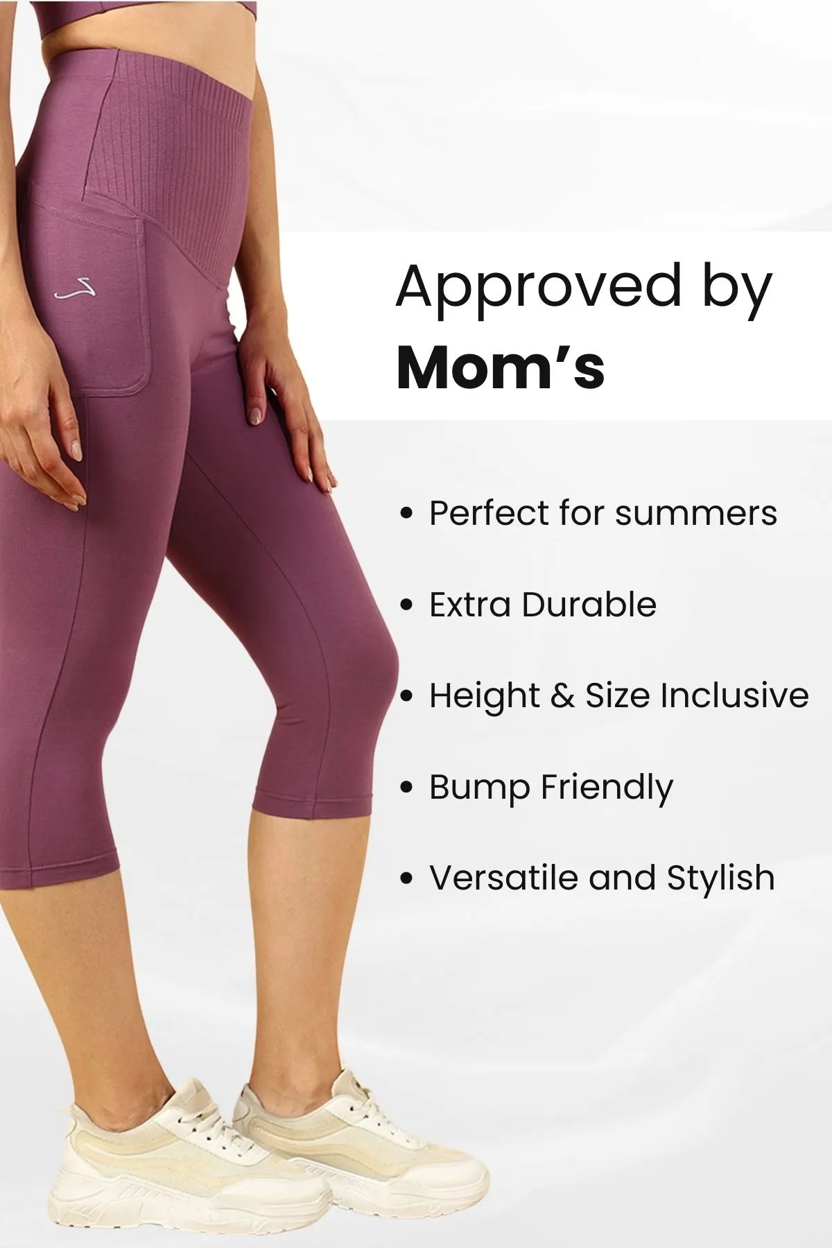 Ribbed Cotton Rosewood Maternity Capri (Pregnancy & Postpartum)