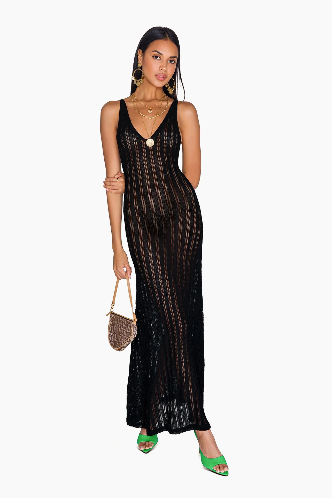 Sheer Crochet Maxi Dress