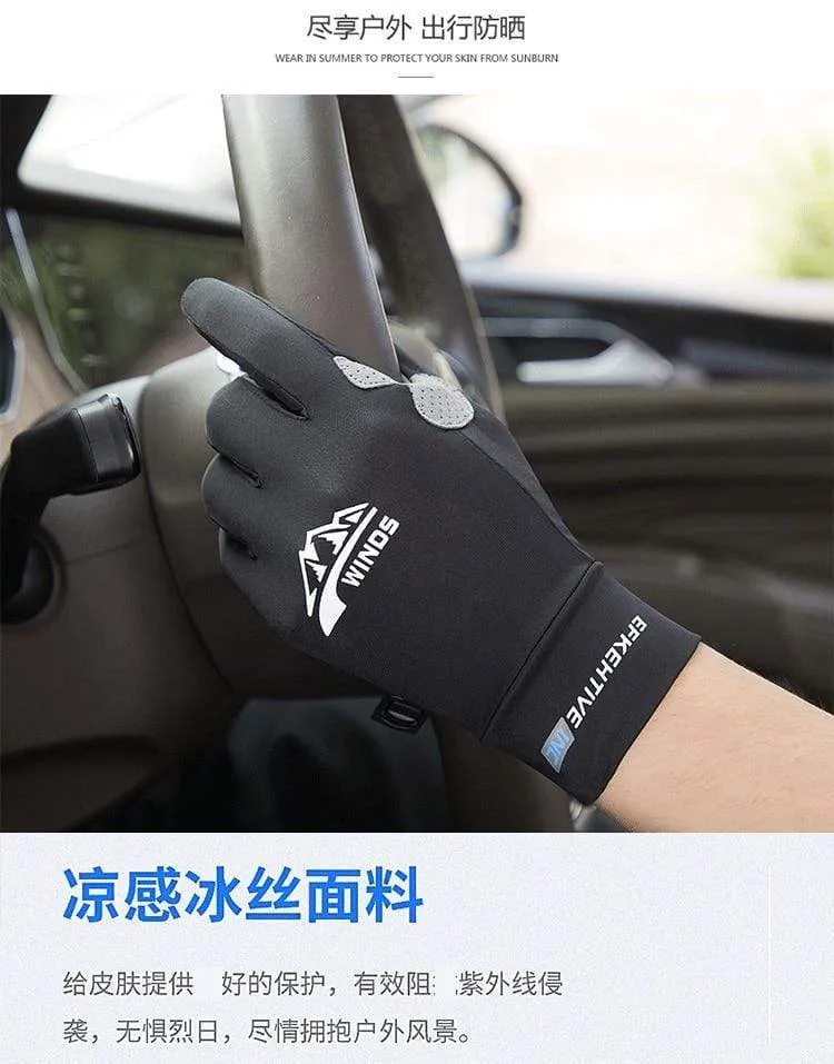 Silk Light Gloves Summer Thin Men Sports Cycling Running Fitness Driving Outdoors Fishing Women Non-Slip Touch Screen Gloves