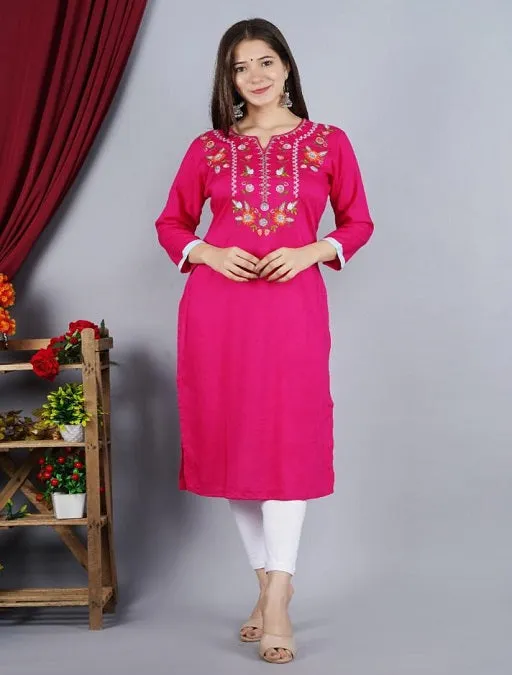 Stylish Rayon Embroidered Kurti