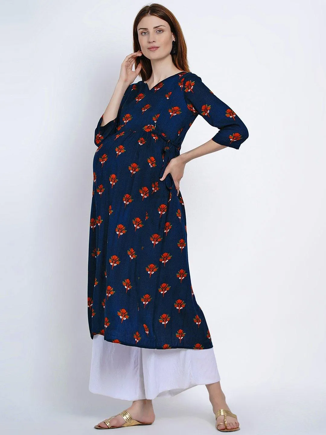 Teal A-Line Maternity Kurta