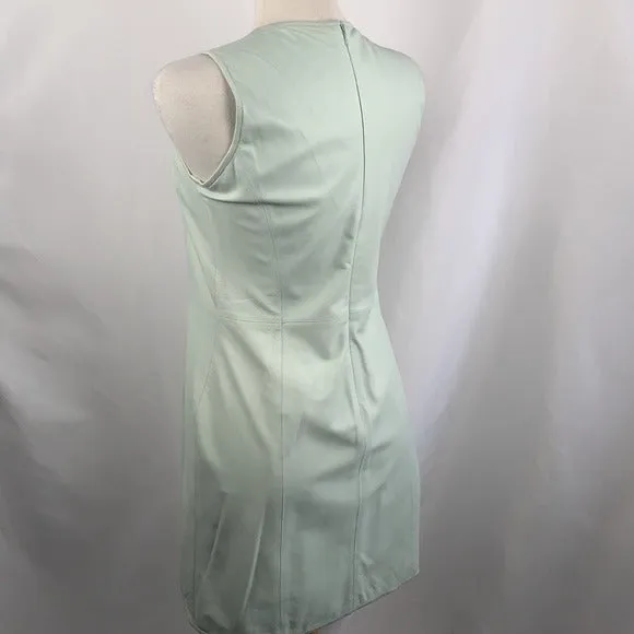 Theory Light Green Leather Sheath Dress