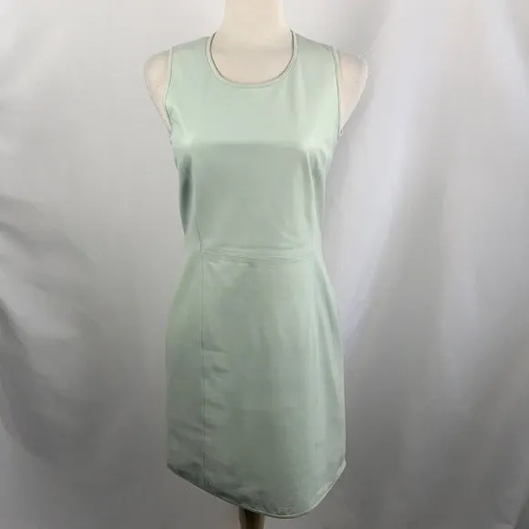 Theory Light Green Leather Sheath Dress