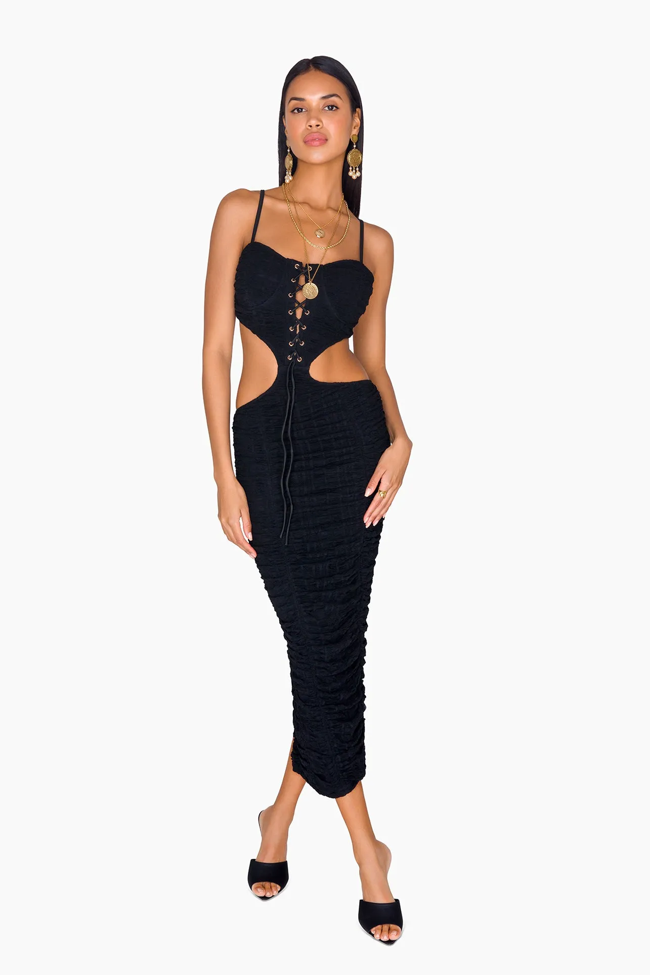 Tie Front Cut Out Maxi Dress