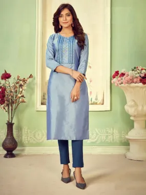 Trendy Shiny Blue Cotton Tapeta Kurti