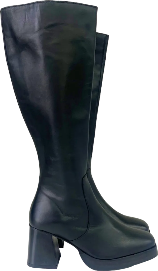 Urban Outfitters Black Leather Knee-High Boots UK 5